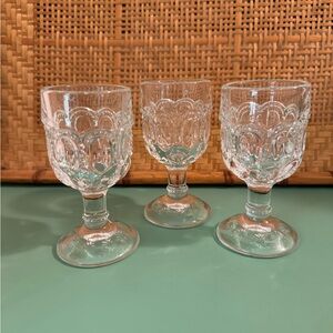 RARE MOON & STARS SMALL GOBLET CORDIAL GLASSES SET OF 3